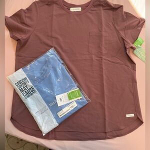 Resurge Women’s Scrub Top with Pocket Mauve & Ceil Blue Size XL, NWT!